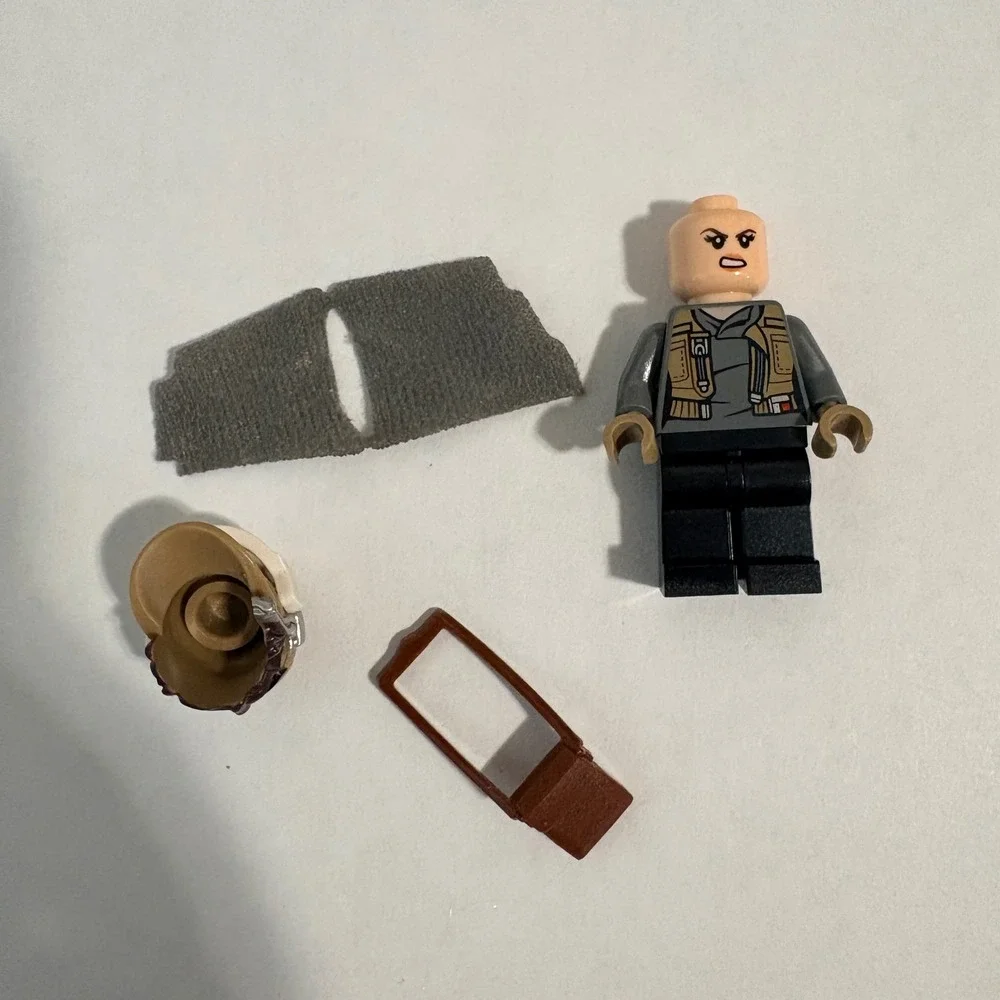LEGO Minifigure sw0791 Star Wars Jyn Erso Rogue One Gray Poncho Satchel Helmet